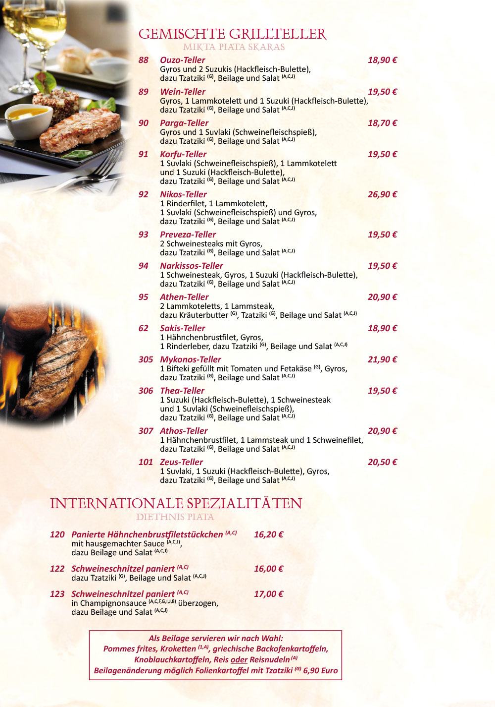 Restaurant Herkules Speisekarte